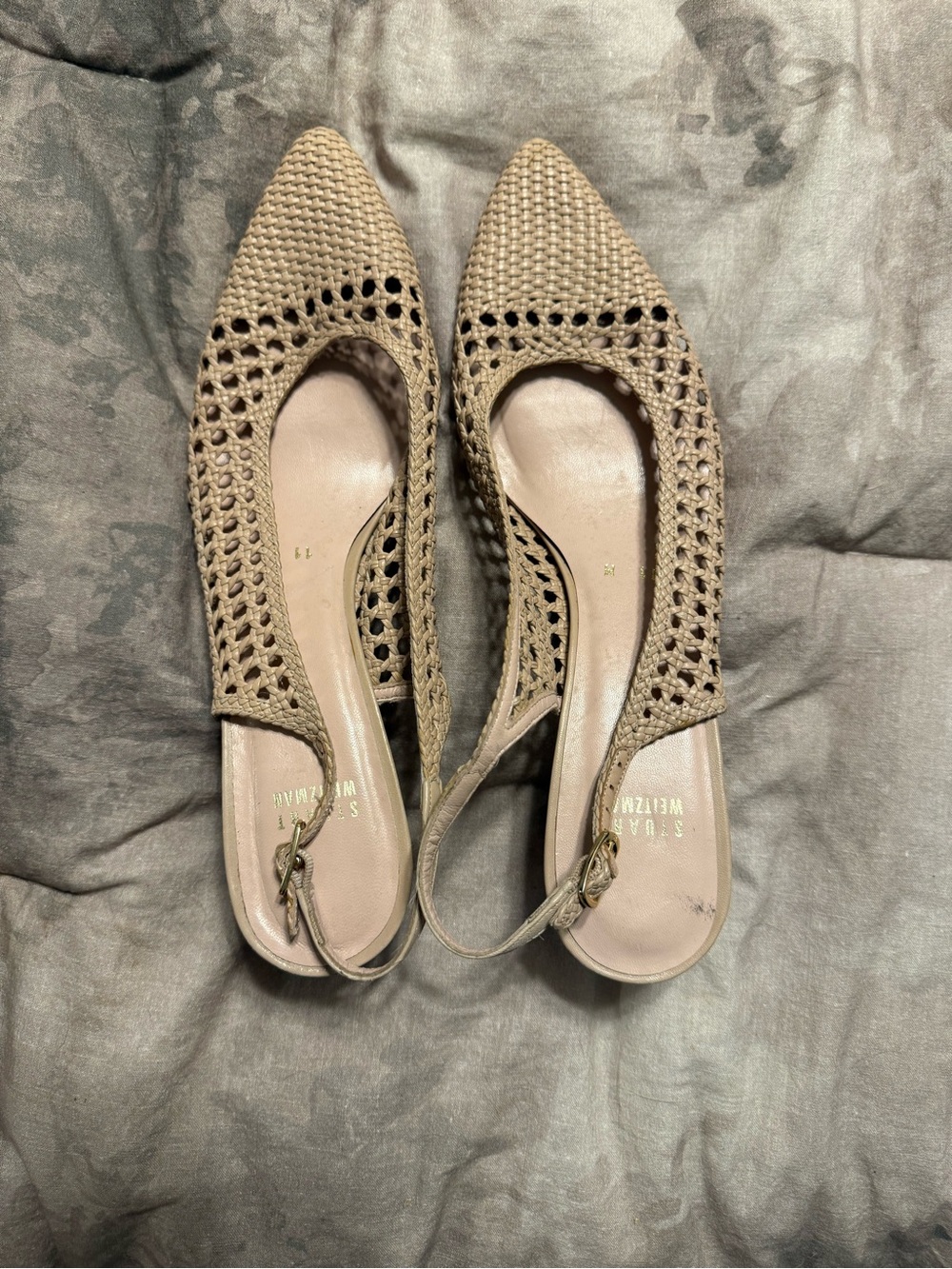 Stuart Whitman Woven Slingback heels in Beige